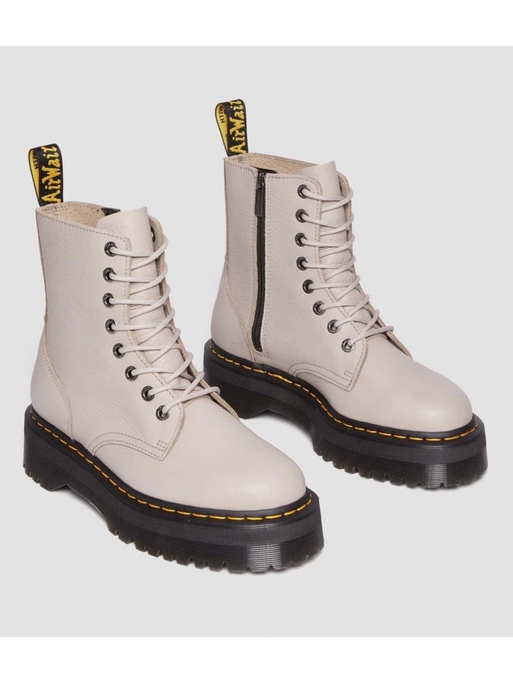 Dr. Martens JADON III Taupe Soft Pisa Leather Platform Boots Women 8 Men 7